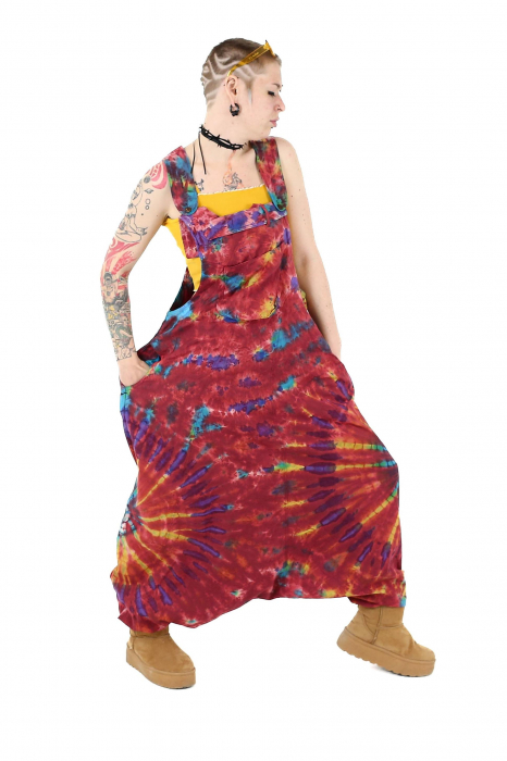 Salopeta tip salvar cu print Tie-Dye -Khaki [2]