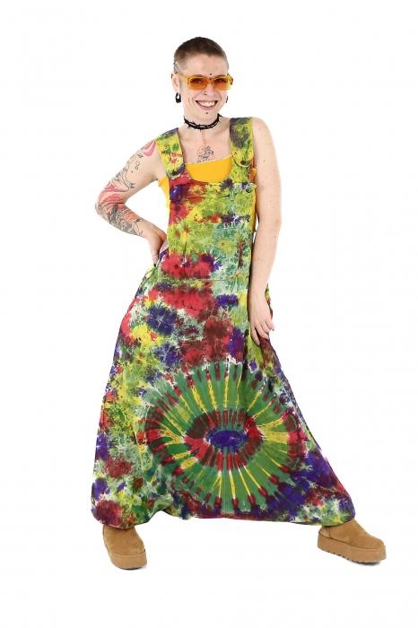 Salopeta tip salvar cu print Tie-Dye -Khaki [2]