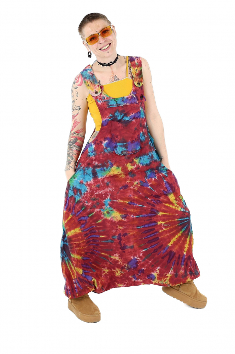 Salopeta tip salvar cu print Tie-Dye -Khaki [2]