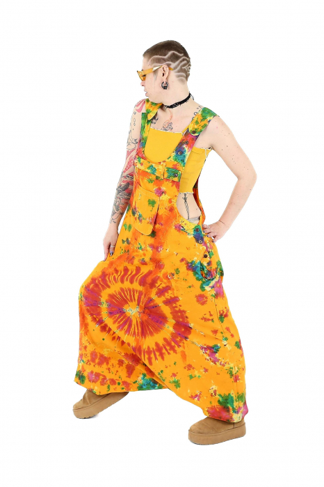 Salopeta tip salvar cu print Tie-Dye -Khaki [4]