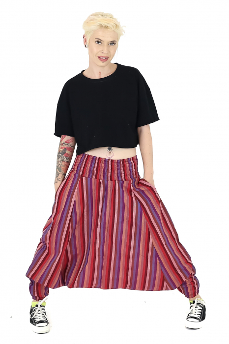 Șalvari cu bandă lată în dungi - Multicolor [2]