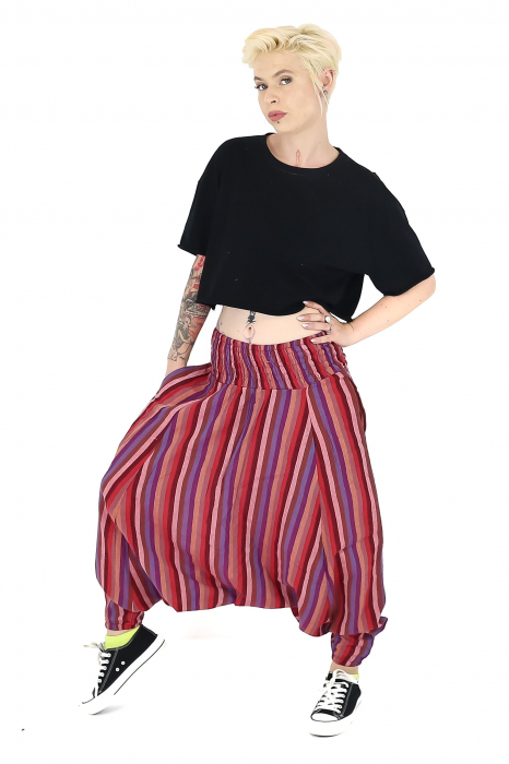 Șalvari cu bandă lată în dungi - Multicolor [5]
