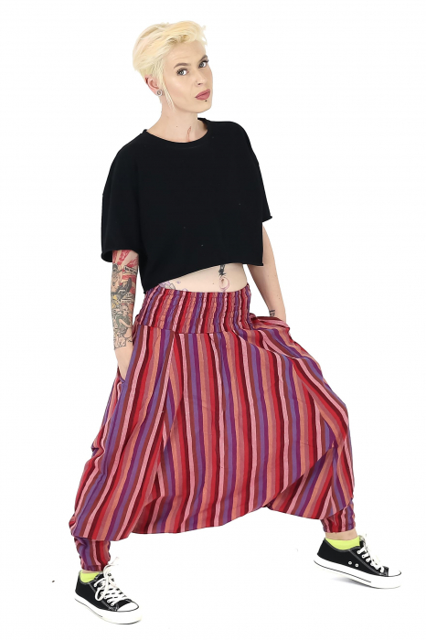 Șalvari cu bandă lată în dungi - Multicolor [3]