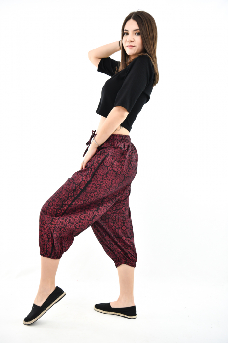 Salvari 3/4 cu print abstract - Visiniu [3]