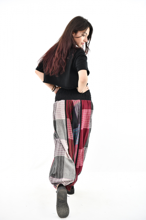 Salvari din bumbac carouri cu talie inalta - Rosu [6]