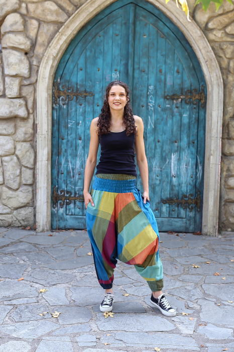 Șalvari din bumbac cu bandă lată în talie - Dungi [6]