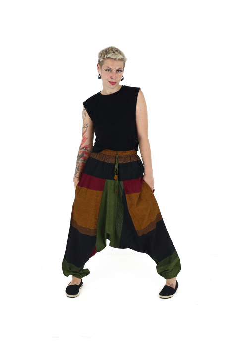 Salvari din bumbac cu banda lata si dungi - Culori inchise [2]