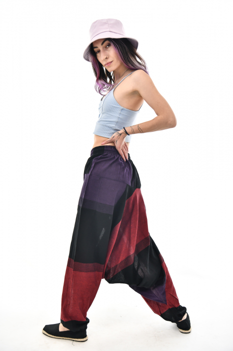 Salvari din bumbac in carouri si dungi - Gri si Rosu [5]