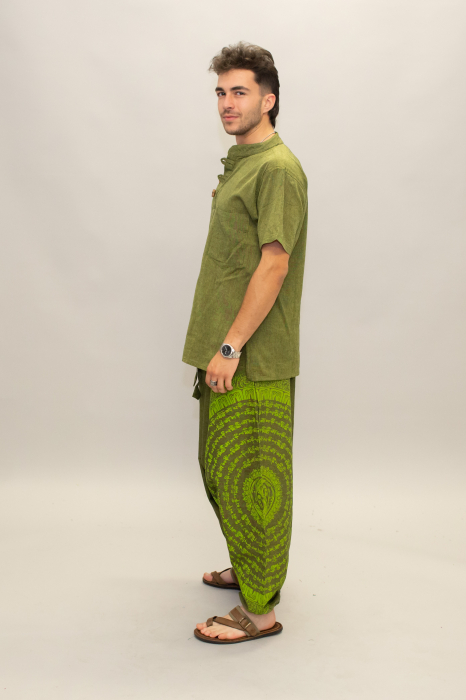 Șalvari din bumbac într-o culoare cu print Mantra - Verde [5]