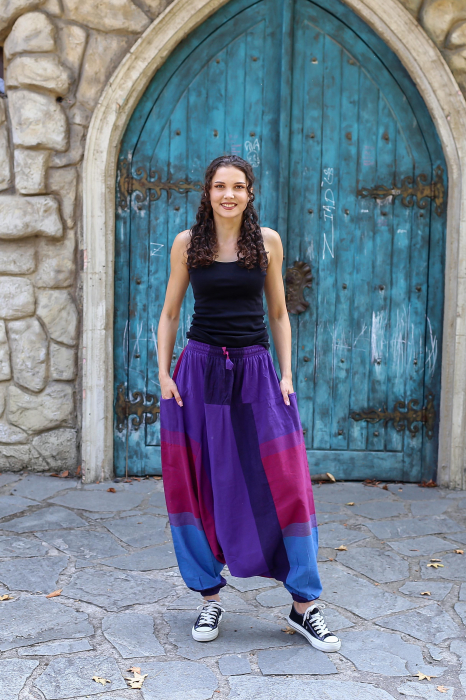 Salvari din bumbac strappy mov si visiniu [2]