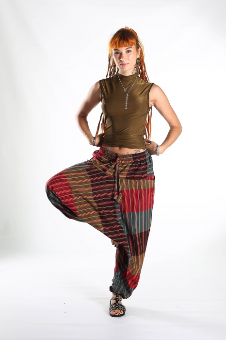 Șalvari din bumbac strappy  - Multicolor 1 [4]
