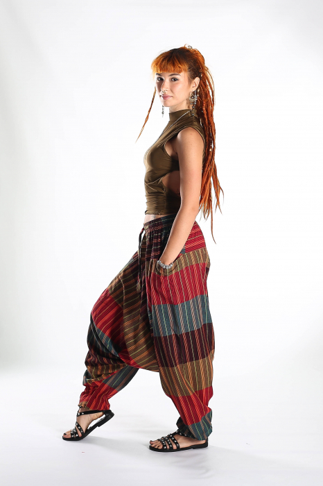 Șalvari din bumbac strappy  - Multicolor 1 [5]