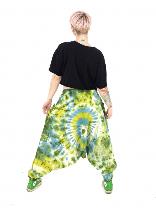 Șalvari din bumbac Tie Dye - Verde [3]