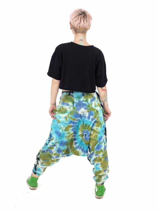Șalvari din bumbac Tie Dye - Albastru [3]