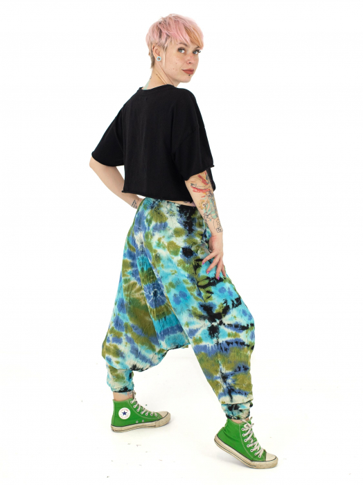Șalvari din bumbac Tie Dye - Albastru [2]