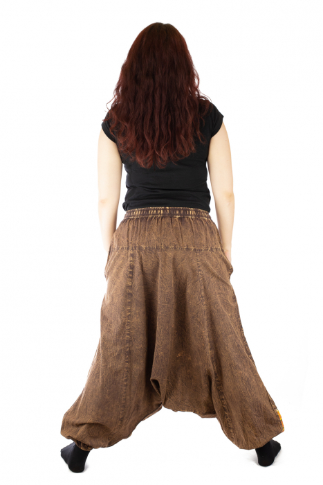 Salvari din bumbac maro brodati cu cercuri [5]