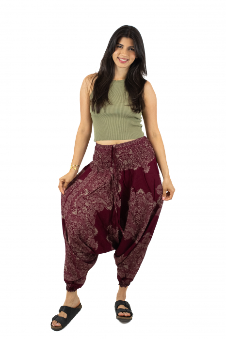 Salvari din material fluid cu croi lejer - Teal [2]