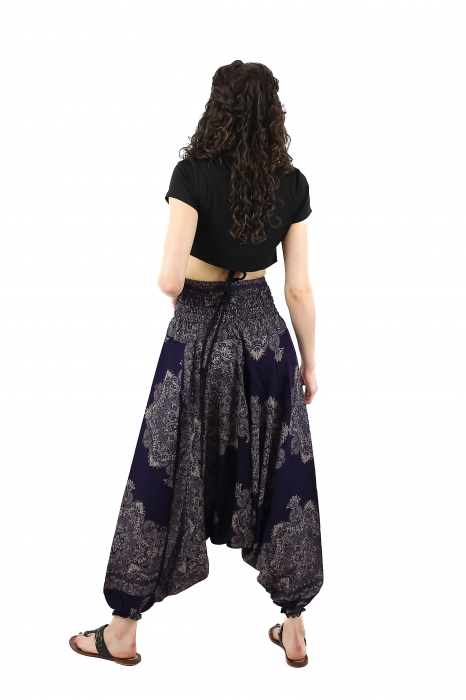 Salvari din material fluid cu croi lejer - Teal [17]