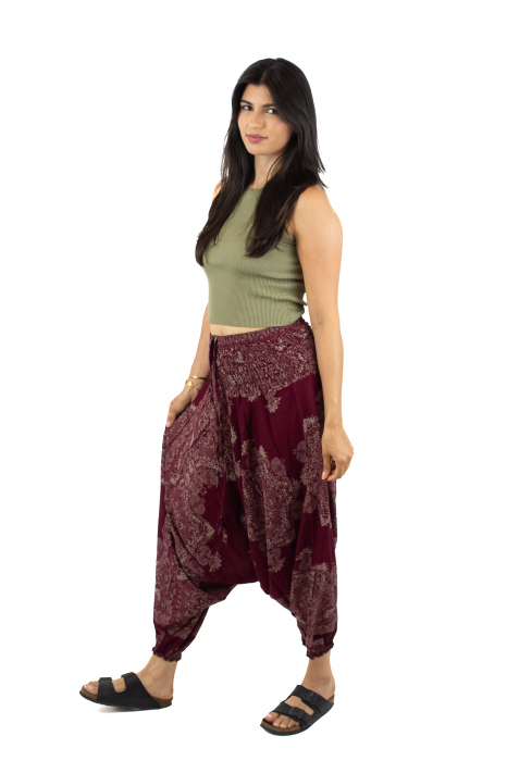 Salvari din material fluid cu croi lejer - Teal [3]