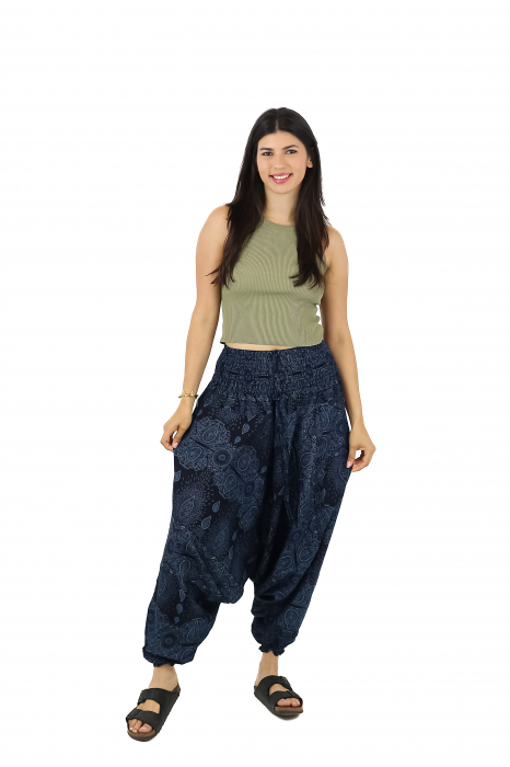 Salvari din material fluid si print abstract all over Mandala - Verde [4]