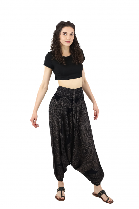 Salvari din material fluid si print all over Mandala - Teal [2]