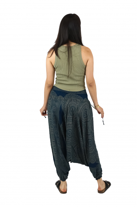 Salvari din material fluid si print all over Mandala - Teal [3]