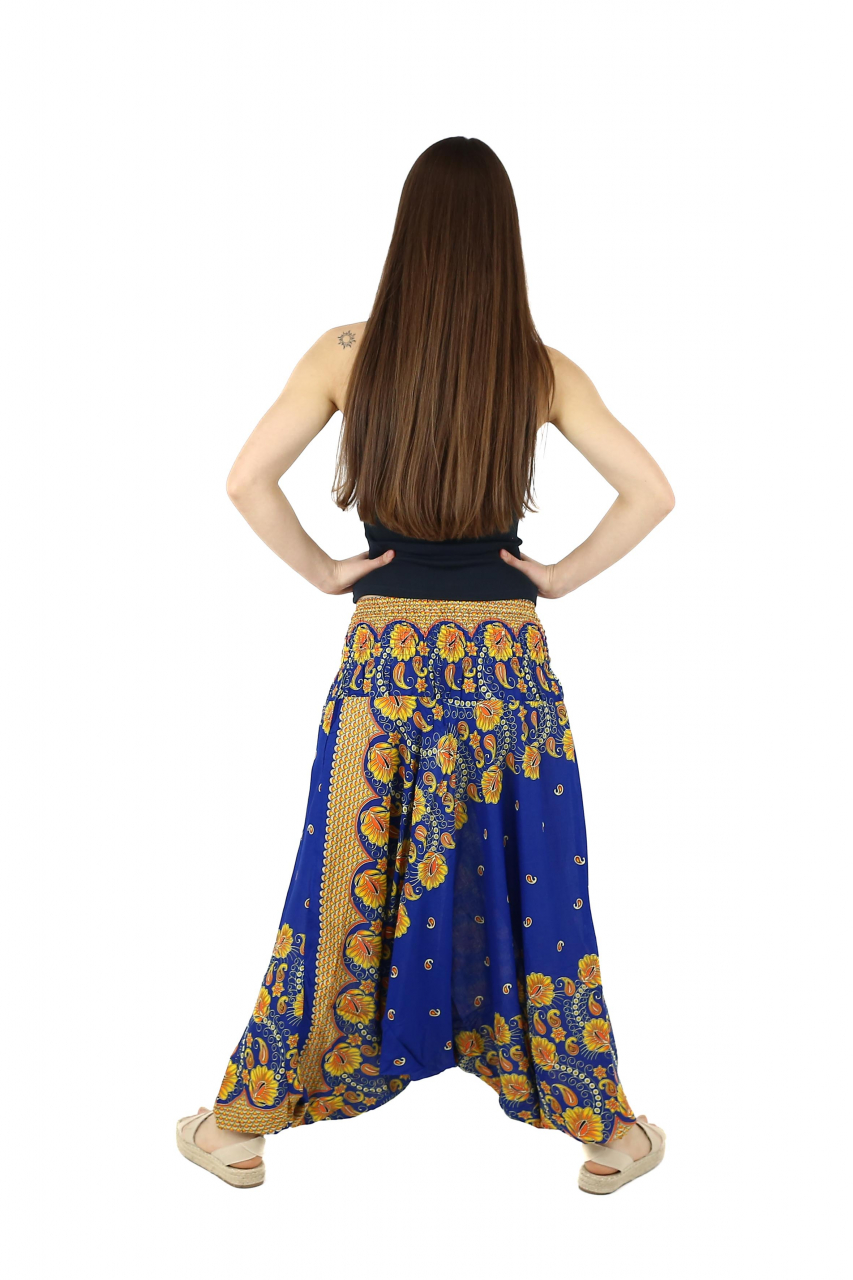 Salvari din material fluid si print floral - Negru [5]