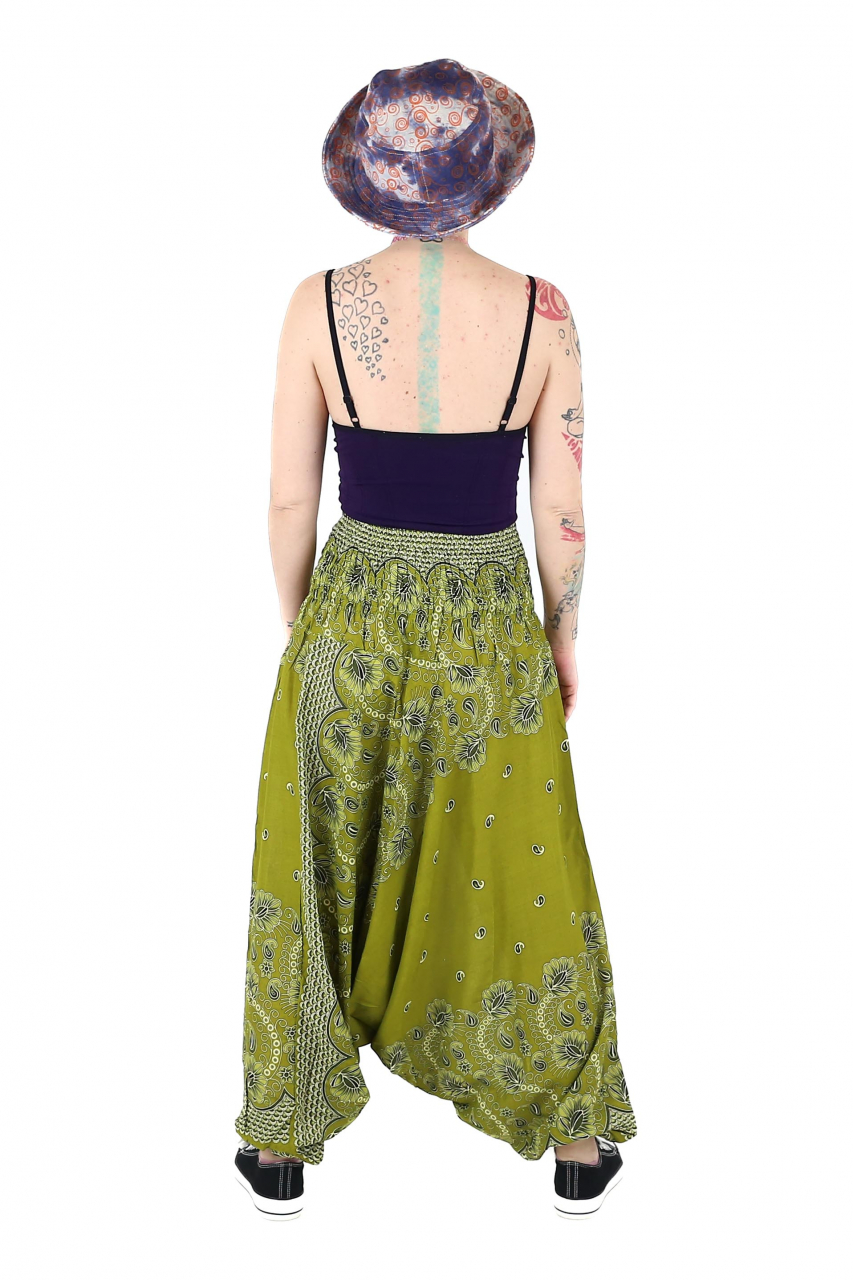Salvari din material fluid si print floral - Negru [5]
