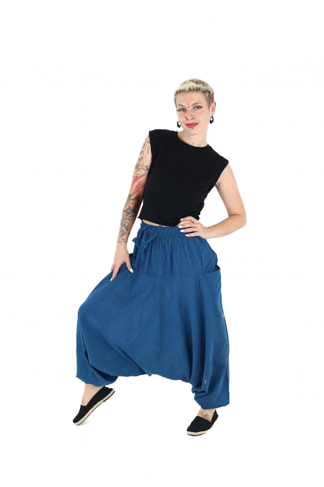 Șalvari din bumbac într-o culoare - Teal [5]