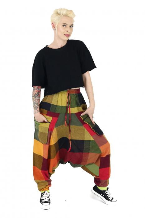 Salvari in carouri cu 2 buzunare cu fermoar - Nuante calde [2]