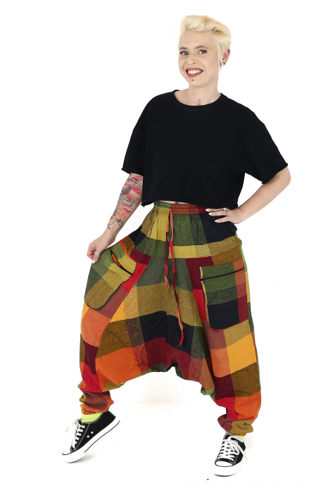 Salvari in carouri cu 2 buzunare cu fermoar - Nuante calde [5]