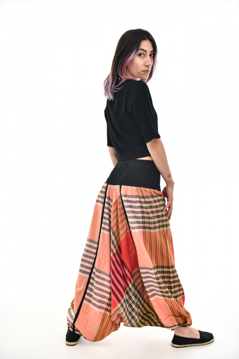 Salvari in carouri cu banda lata - Portocaliu [6]