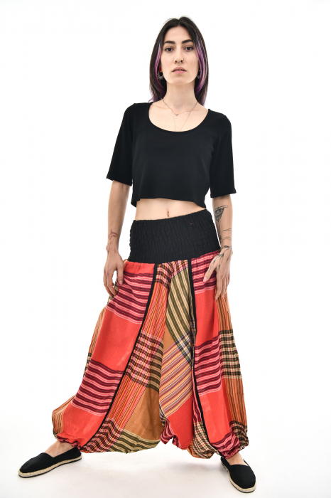 Salvari in carouri cu banda lata - Portocaliu [2]