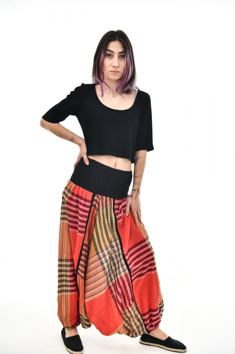 Salvari in carouri cu banda lata - Portocaliu [7]