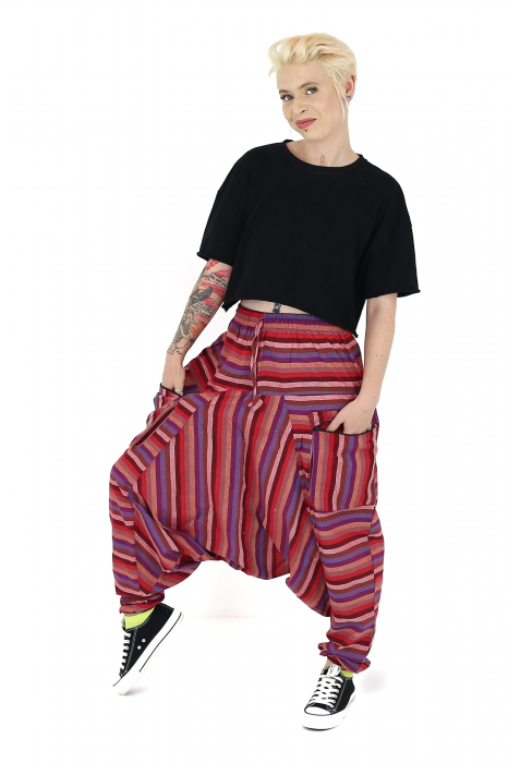 Șalvari în dungi cu 2 buzunare cu fermoar - Multicolor [5]