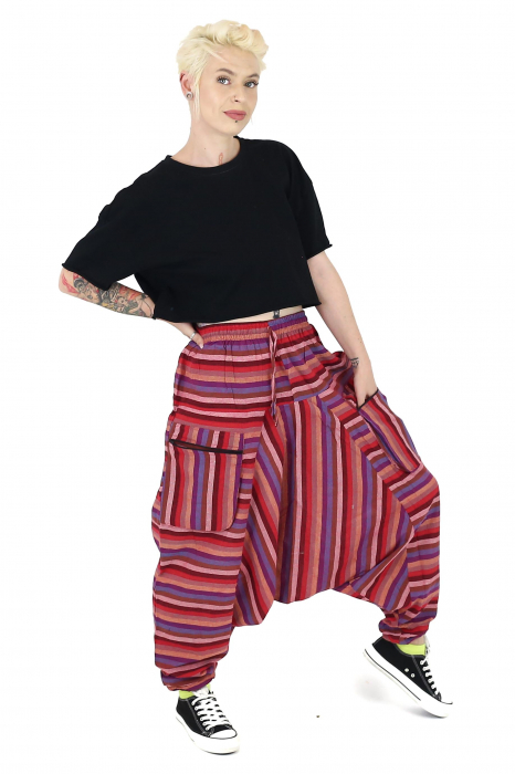 Șalvari în dungi cu 2 buzunare cu fermoar - Multicolor [3]