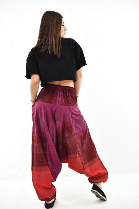 Salvari nuante rosu - mov cu print elefant [6]