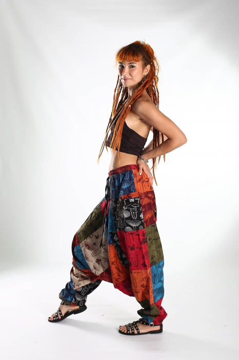 Șalvari patch din bumbac cu imprimeu ciuperci - Model Surpriză [7]