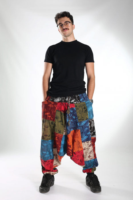 Șalvari patch din bumbac cu imprimeu ciuperci - Model Surpriză [6]