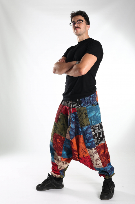 Șalvari patch din bumbac cu imprimeu ciuperci - Model Surpriză [11]