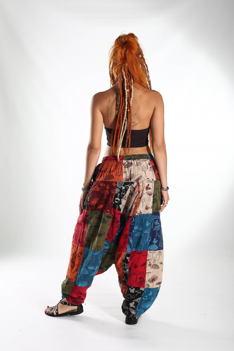 Șalvari patch din bumbac cu imprimeu ciuperci - Model Surpriză [9]