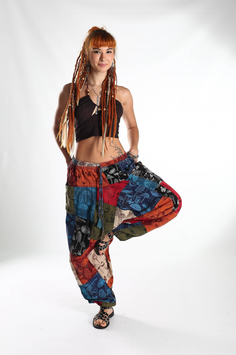 Șalvari patch din bumbac cu imprimeu ciuperci - Model Surpriză [10]