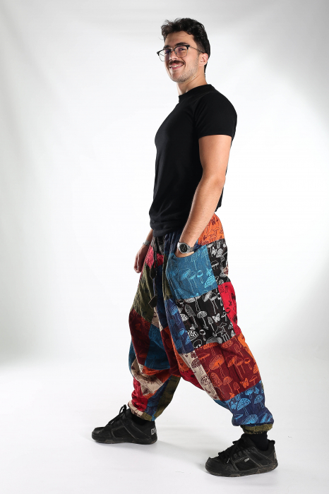 Șalvari patch din bumbac cu imprimeu ciuperci - Model Surpriză [12]