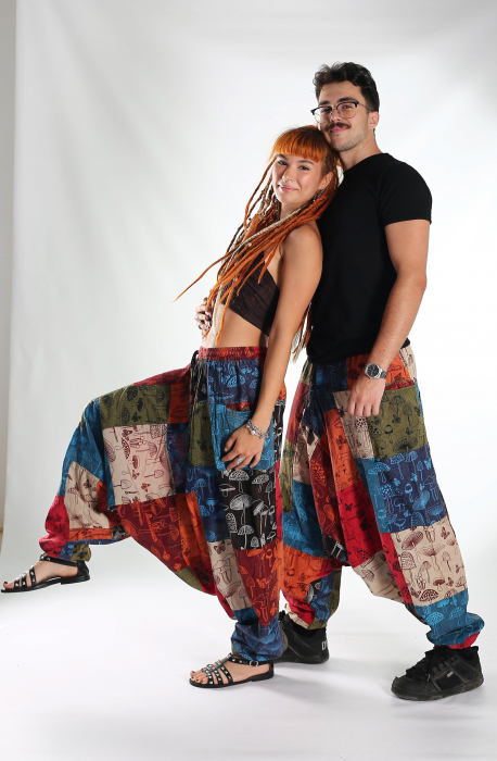 Șalvari patch din bumbac cu imprimeu ciuperci - Model Surpriză [8]