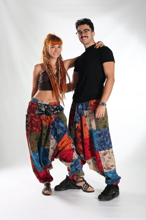 Șalvari patch din bumbac cu imprimeu ciuperci - Model Surpriză [4]