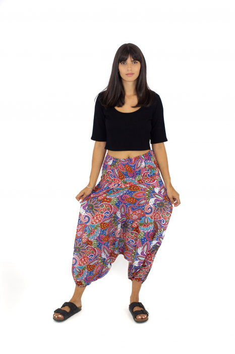 Salvari subtiri cu print hippie floral - Roz [3]