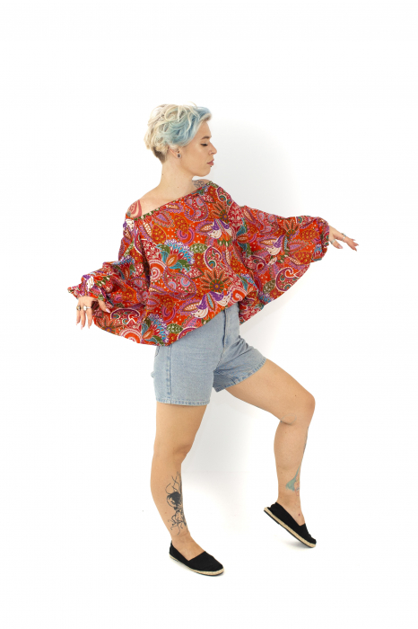 Salvari subtiri cu print hippie floral - Roz [7]