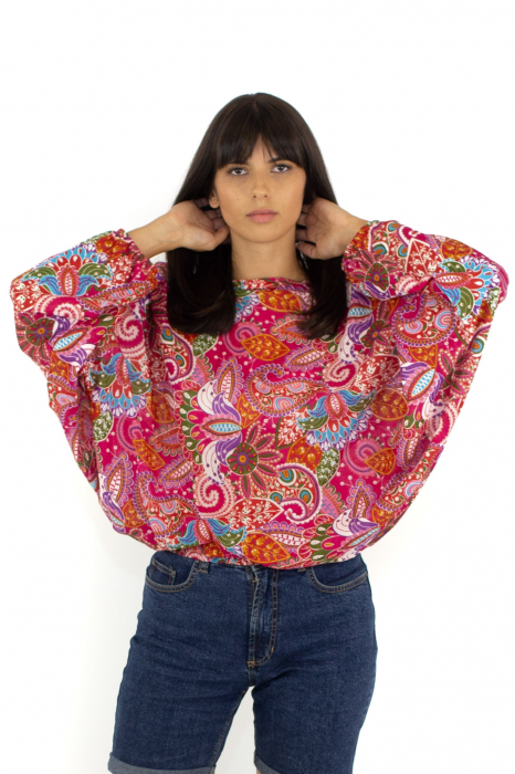 Salvari subtiri cu print hippie floral - Roz [2]
