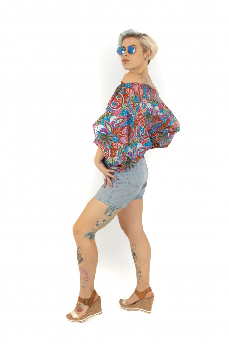 Salvari subtiri cu print hippie floral - Roz [11]