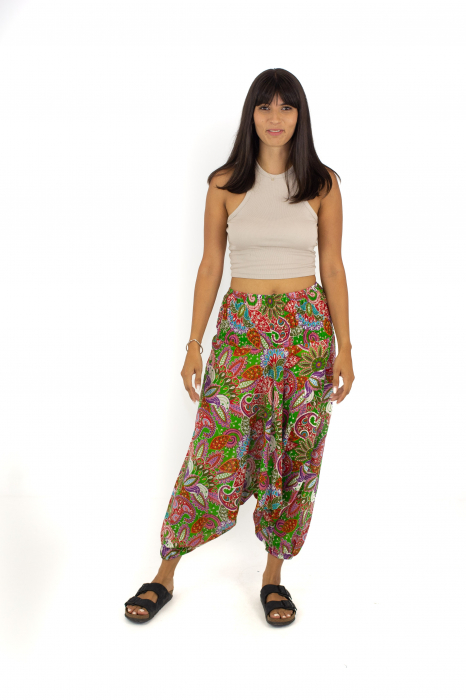 Salvari subtiri cu print hippie floral - Roz [3]